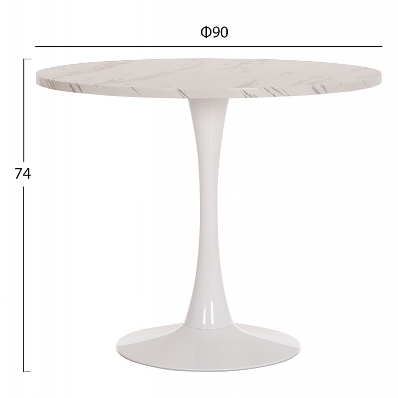 ΤΡΑΠΕΖΙ ΤΡΑΠΕΖΑΡΙΑΣ ROLLO HM9421.11 ΣΤΡΟΓΓΥΛΟ WHITE MARBLE Φ90x74Υεκ.