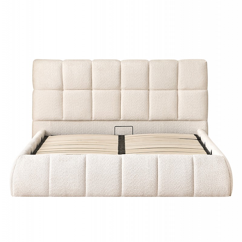 ΚΡΕΒΑΤΙ ΔΙΠΛΟ EDDY HM731.03 ΜΠΕΖ ΜΠΟΥΚΛΕ & ΑΠΟΘΗΚΕΥΤΙΚΟΣ ΧΩΡΟΣ ΓΙΑ  ΣΤΡΩΜΑ 160x200εκ