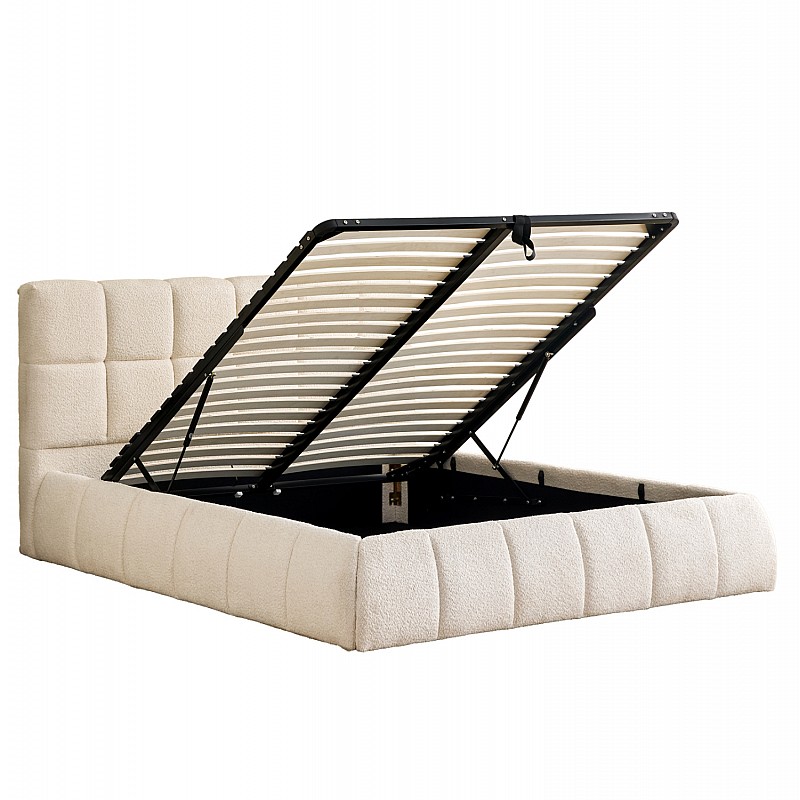 ΚΡΕΒΑΤΙ ΔΙΠΛΟ EDDY HM731.03 ΜΠΕΖ ΜΠΟΥΚΛΕ & ΑΠΟΘΗΚΕΥΤΙΚΟΣ ΧΩΡΟΣ ΓΙΑ  ΣΤΡΩΜΑ 160x200εκ