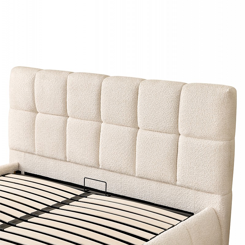 ΚΡΕΒΑΤΙ ΔΙΠΛΟ EDDY HM731.03 ΜΠΕΖ ΜΠΟΥΚΛΕ & ΑΠΟΘΗΚΕΥΤΙΚΟΣ ΧΩΡΟΣ ΓΙΑ  ΣΤΡΩΜΑ 160x200εκ