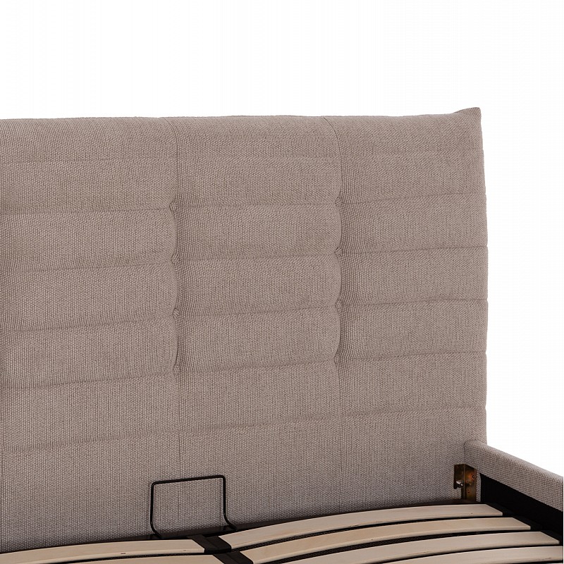 ΚΡΕΒΑΤΙ ΔΙΠΛΟ SANDRA HM732.03 ΜΠΕΖ ΥΦΑΣΜΑ & ΑΠΟΘΗΚΕΥΤΙΚΟΣ ΧΩΡΟΣ ΓΙΑ  ΣΤΡΩΜΑ 160x200εκ