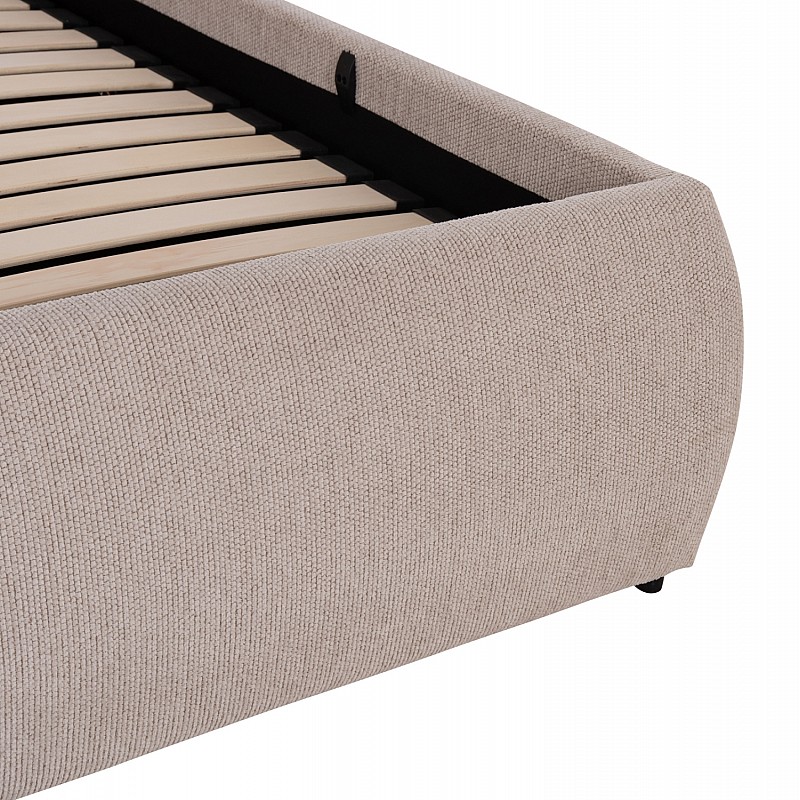 ΚΡΕΒΑΤΙ ΔΙΠΛΟ SANDRA HM732.03 ΜΠΕΖ ΥΦΑΣΜΑ & ΑΠΟΘΗΚΕΥΤΙΚΟΣ ΧΩΡΟΣ ΓΙΑ  ΣΤΡΩΜΑ 160x200εκ