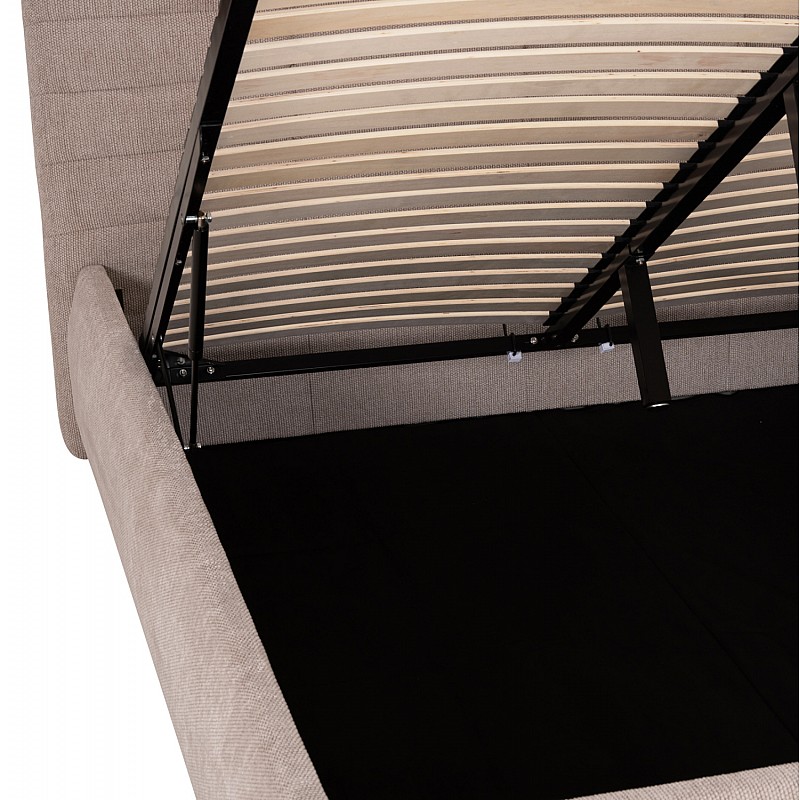 ΚΡΕΒΑΤΙ ΔΙΠΛΟ SANDRA HM732.03 ΜΠΕΖ ΥΦΑΣΜΑ & ΑΠΟΘΗΚΕΥΤΙΚΟΣ ΧΩΡΟΣ ΓΙΑ  ΣΤΡΩΜΑ 160x200εκ