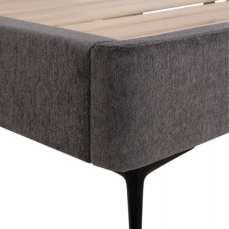 ΚΡΕΒΑΤΙ ΔΙΠΛΟ JILL HM737.01 ΥΦΑΣΜΑ ΣΕ ΓΚΡΙ--ΓΙΑ ΣΤΡΩΜΑ 160x200εκ.