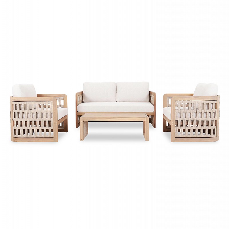 ΣΕΤ ΣΑΛΟΝΙ 4ΤΜΧ LUDVALD SM6446 ΞΥΛΟ ΑΚΑΚΙΑΣ-ΣΧΟΙΝΙ-ΜΠΕΖ ΜΑΞΙΛΑΡΙΑ