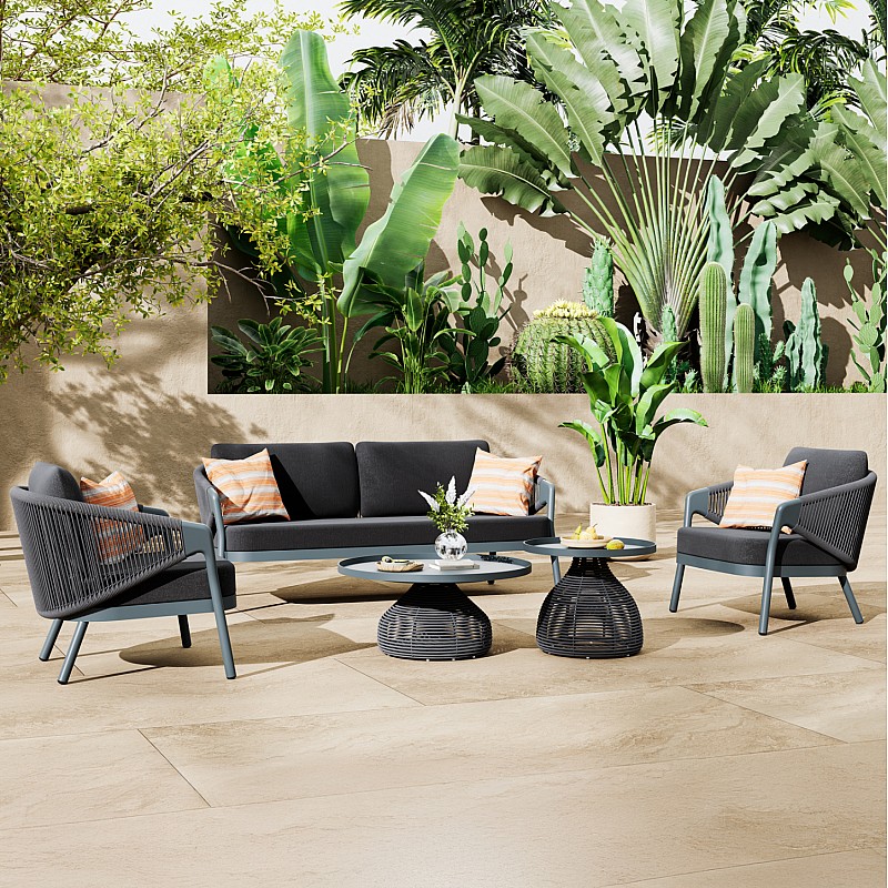 ΣΕΤ ΣΑΛΟΝΙ 5ΤΜΧ DRISCOLL ΗM6473.01 ΣΚΟΥΡΟ ΓΚΡΙ ΑΛΟΥΜΙΝΙΟ-ΣΧΟΙΝΙ-OLEFIN ΥΦΑΣΜΑ