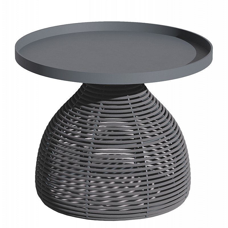 ΒΟΗΘΗΤΙΚΟ ΤΡΑΠΕΖΑΚΙ ΣΤΡΟΓΓΥΛΟ DRISCOLL HM6477.01 ΓΚΡΙ ΑΛΟΥΜΙΝΙΟ & ΣΧΟΙΝΙ Φ55x45Υεκ.