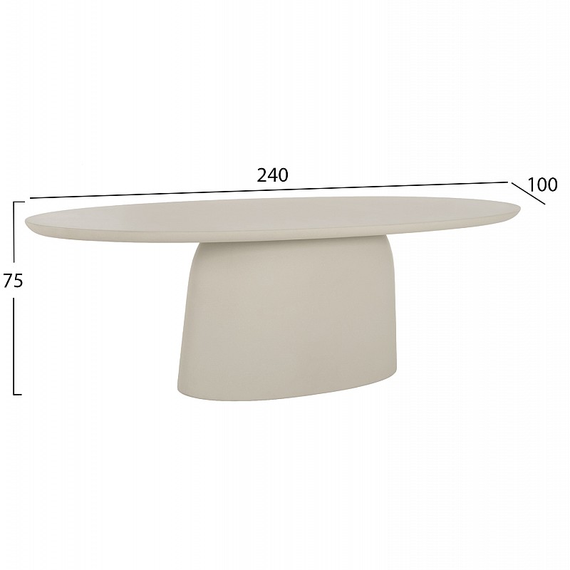 ΤΡΑΠΕΖΙ ΤΡΑΠΕΖΑΡΙΑΣ ΟΒΑΛ BRECCAN HM6577.02 ΜΠΕΖ ΤΣΙΜΕΝΤΟ 240x100x75Υεκ.