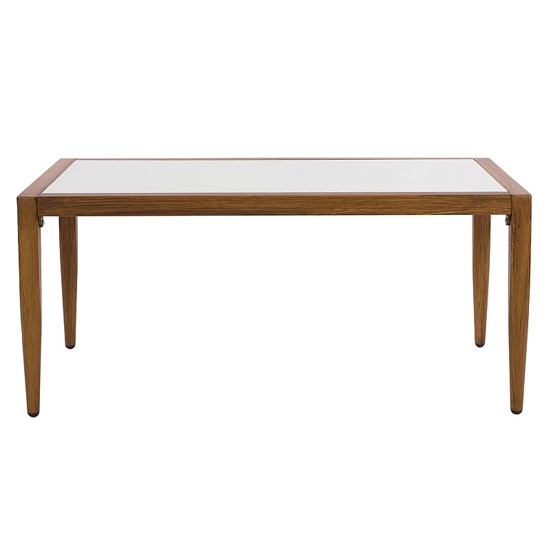 ΤΡΑΠΕΖΙ MEIR ΣΑΛΟΝΙΟΥ ΑΛΟΥΜΙΝΙΟΥ BAMBOO LOOK ΜΕ ΓΥΑΛΙ 100Χ58Χ46 HM5551.01