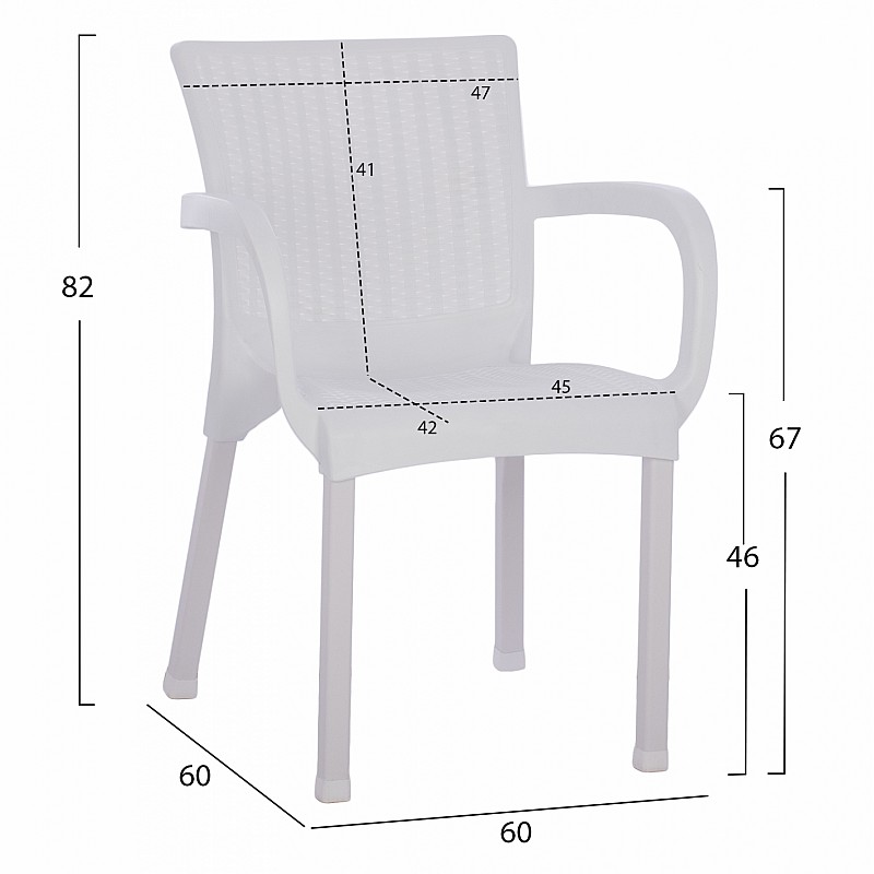 ΠΟΛΥΘΡΟΝΑ ΠΟΛΥΠΡΟΠΥΛΕΝΙΟΥ RATTAN ΠΟΔΙ ALU HM5591.01 ΧΡΩΜΑ ΛΕΥΚΟ 60x60x82 cm ΠΟΛΥΘΡΟΝΑ ΠΟΛΥΠΡΟΠΥΛΕΝΙΟΥ RATTAN ΠΟΔΙ ALU HM5591.01 ΧΡΩΜΑ ΛΕΥΚΟ 60x60x82 cm
