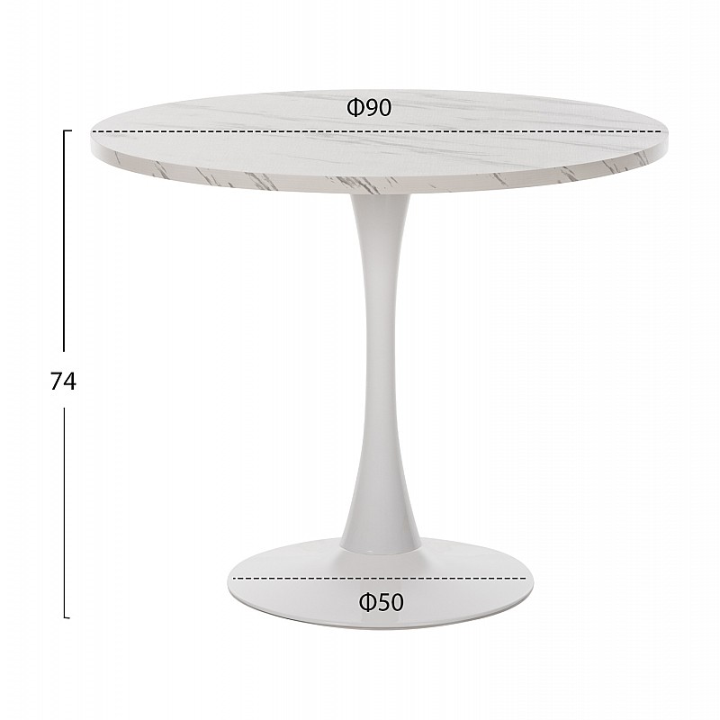 ΤΡΑΠΕΖΙ ΤΡΑΠΕΖΑΡΙΑΣ ROLLO HM9421.01 ΣΤΡΟΓΓΥΛΟ WHITE MARBLE Φ90x74Y εκ.