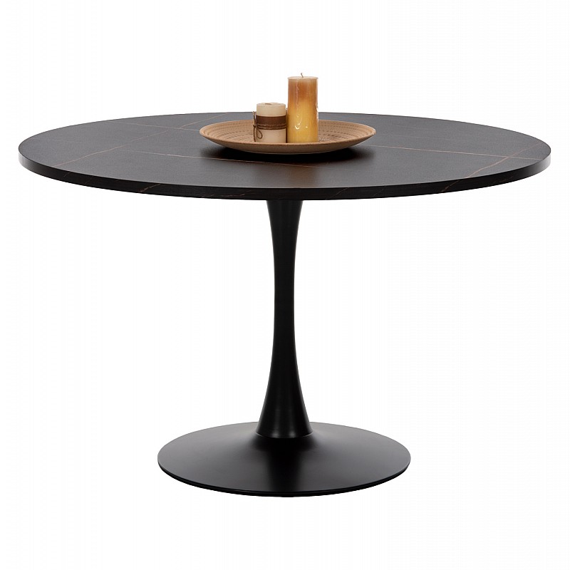 ΤΡΑΠΕΖΙ ΤΡΑΠΕΖΑΡΙΑΣ ROLLO HM9422.02 ΣΤΡΟΓΓΥΛΟ BLACK MARBLE Φ120x74Yεκ.