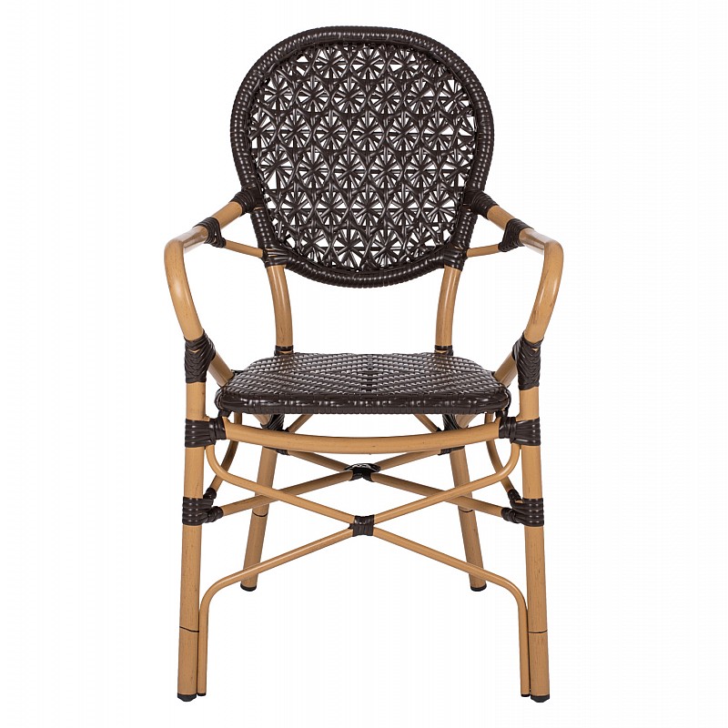 ΠΟΛΥΘΡΟΝΑ ΑΛΟΥΜΙΝΙΟΥ BAMBOO LOOK ΚΑΦΕ ΚΑΙ ΚΑΦΕ PE RATTAN HM5926.01 56x62x95Yεκ.