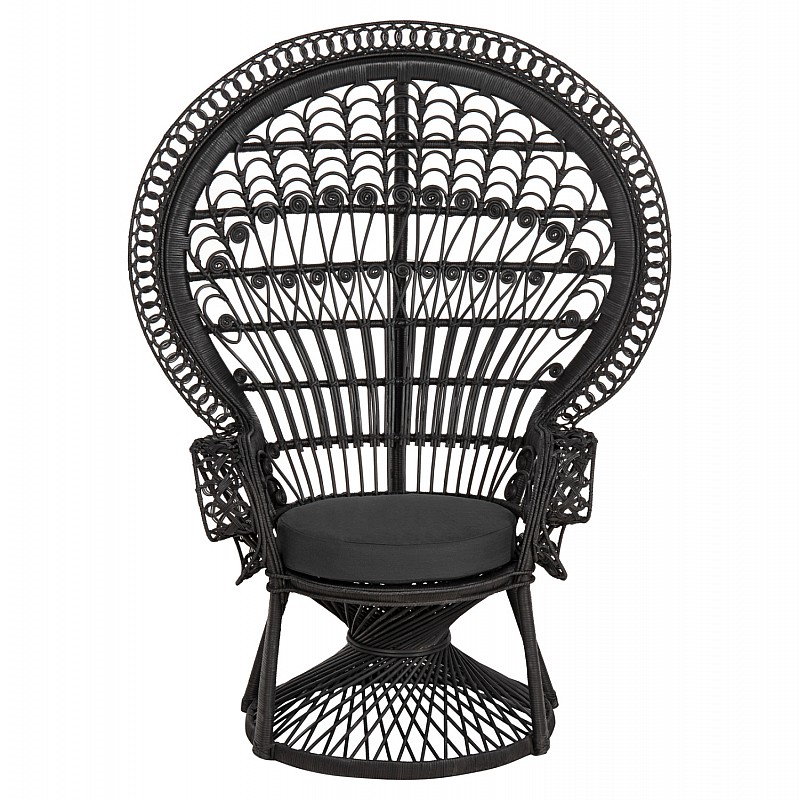 ΠΟΛΥΘΡΟΝΑ ROYAL PEACOCK HM9342.03 RATTAN ΜΑΥΡΟ-ΜΑΞΙΛΑΡΙ ΜΑΥΡΟ 114x72x150Yεκ.