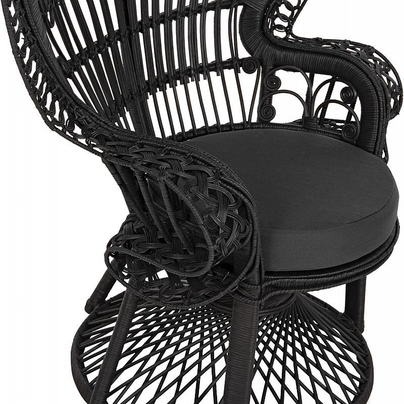 ΠΟΛΥΘΡΟΝΑ ROYAL PEACOCK HM9342.03 RATTAN ΜΑΥΡΟ-ΜΑΞΙΛΑΡΙ ΜΑΥΡΟ 114x72x150Yεκ.