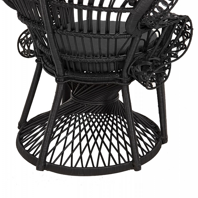 ΠΟΛΥΘΡΟΝΑ ROYAL PEACOCK HM9342.03 RATTAN ΜΑΥΡΟ-ΜΑΞΙΛΑΡΙ ΜΑΥΡΟ 114x72x150Yεκ.