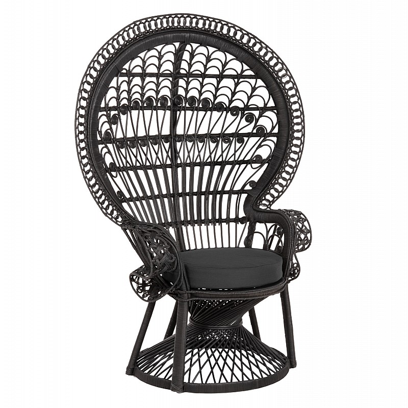 ΠΟΛΥΘΡΟΝΑ ROYAL PEACOCK HM9342.03 RATTAN ΜΑΥΡΟ-ΜΑΞΙΛΑΡΙ ΜΑΥΡΟ 114x72x150Yεκ.