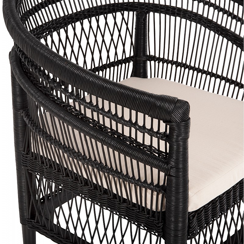 ΠΟΛΥΘΡΟΝΑ MALAWI HM9635.03 ΞΥΛΟ ΜΑΟΝΙ ΜΕ RATTAN ΜΑΥΡΟ-ΛΕΥΚΟ ΜΑΞΙΛΑΡΙ 80x70x86Υεκ.