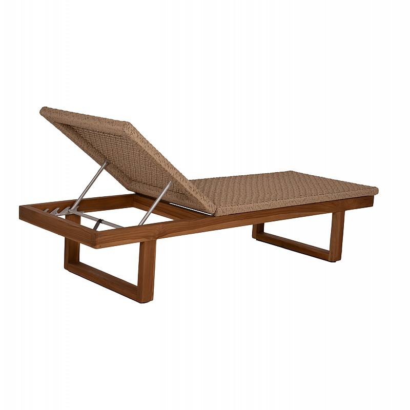 ΞΑΠΛΩΣΤΡΑ PATRON HM5993 TEAK ΞΥΛΟ ΚΑΙ ΣΧΟΙΝΙ VIRO ΣΕ ΠΛΕΞΗ WICKER 191x65x86Yεκ.