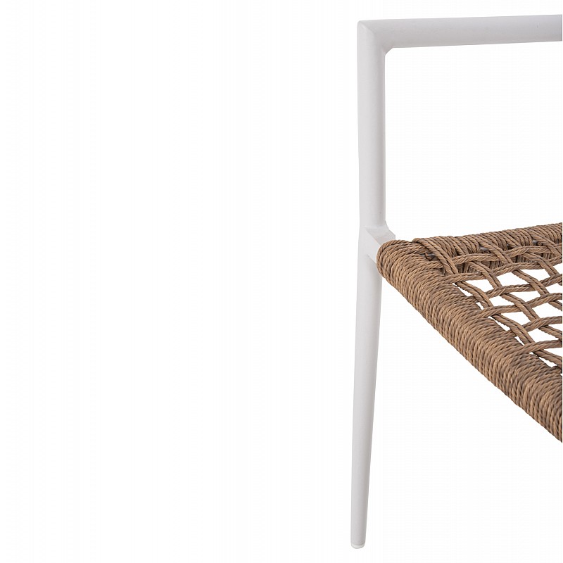 ΠΟΛΥΘΡΟΝΑ TRILAN HM6044.01 ΑΛΟΥΜΙΝΙΟ ΛΕΥΚΟ ΜΕ ΣΥΝΘΕΤΙΚΟ RATTAN ΦΥΣΙΚΟ 55,5x55x84Υεκ.