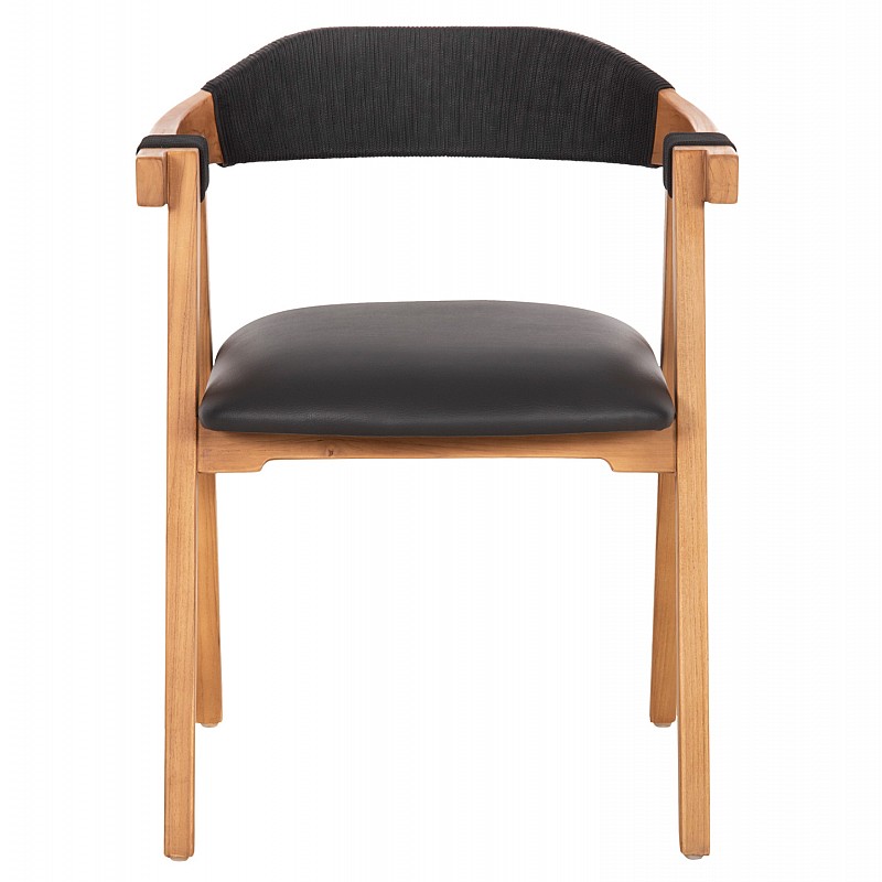 ΠΟΛΥΘΡΟΝΑ RIMINI HM9867.02 ΞΥΛΟ TEAK ΦΥΣΙΚΟ-ΜΑΥΡΟ ΣΧΟΙΝΙ & PU ΚΑΘΙΣΜΑ 60x61x76Υεκ.