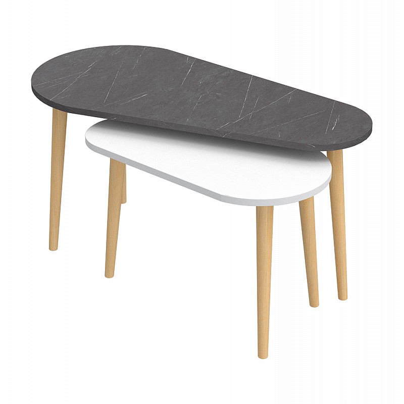 ΣΕΤ 2ΤΜΧ ΤΡΑΠΕΖΙΑ ΣΑΛΟΝΙΟΥ APRILIA HM18179.01 ΜΕΛΑΜΙΝΗ ΑΝΘΡΑΚΙ-ΛΕΥΚΟ 95x47x47Υεκ