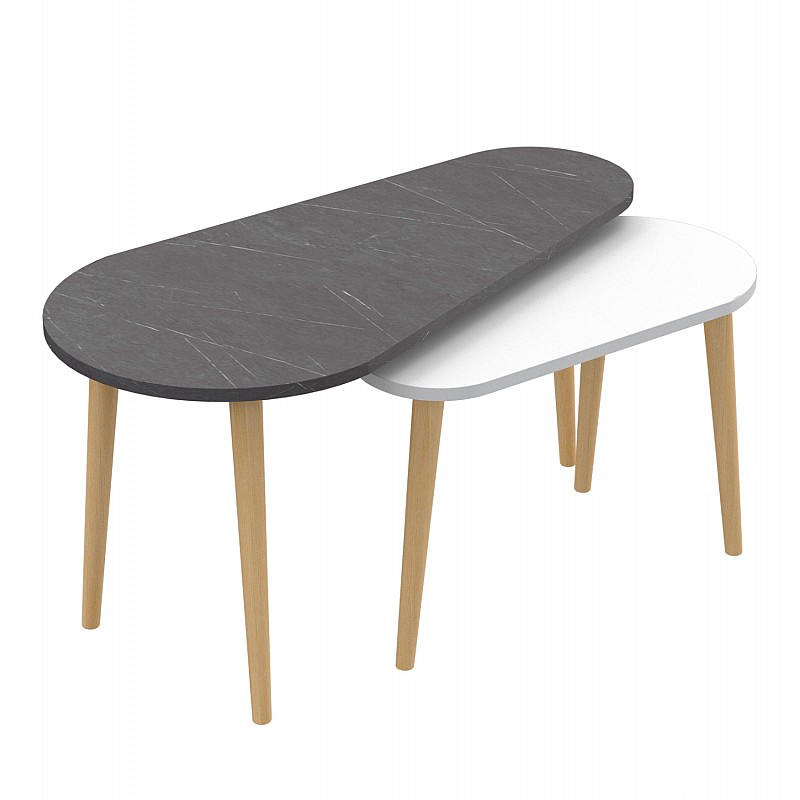 ΣΕΤ 2ΤΜΧ ΤΡΑΠΕΖΙΑ ΣΑΛΟΝΙΟΥ APRILIA HM18179.01 ΜΕΛΑΜΙΝΗ ΑΝΘΡΑΚΙ-ΛΕΥΚΟ 95x47x47Υεκ