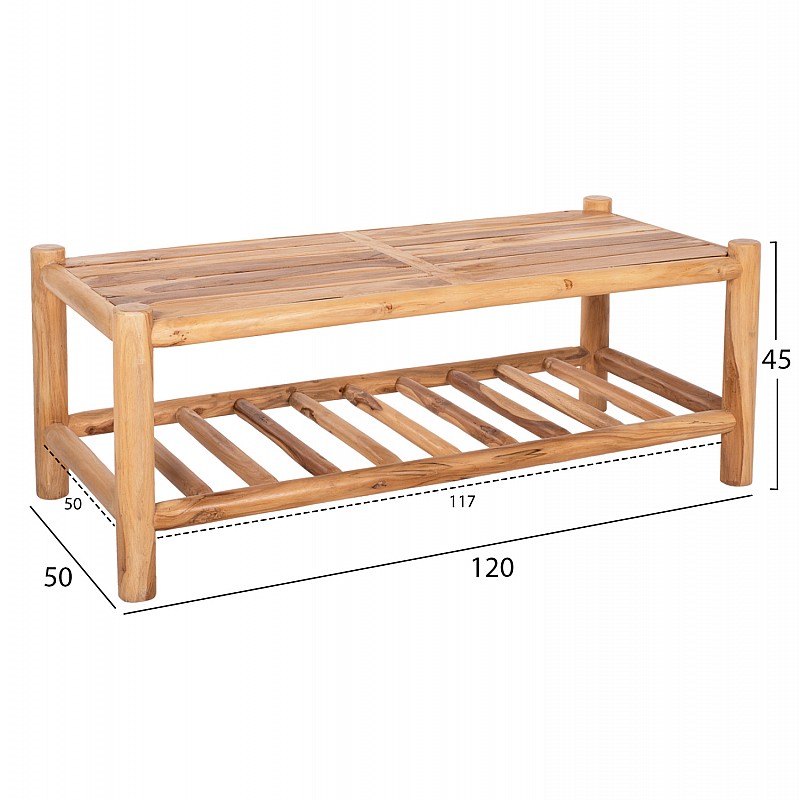 ΣΕΤ ΣΑΛΟΝΙ 4ΤΜΧ EDDARD HM9340 ΑΠΟ ΜΑΣΙΦ ΞΥΛΟ TEAK  ΦΥΣΙΚΟ - ΛΕΥΚΟ