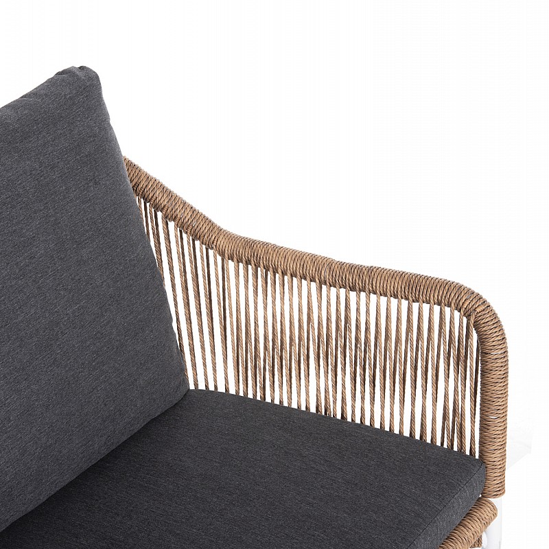 ΚΑΝΑΠΕΣ ΕΞ.ΧΩΡΟΥ BAFFIN HM6054.01 ΑΛΟΥΜΙΝΙΟ ΛΕΥΚΟ-ΣΥΝΘ.RATTAN ΜΠΕΖ-ΑΝΘΡΑΚΙ ΜΑΞΙΛΑΡΙΑ