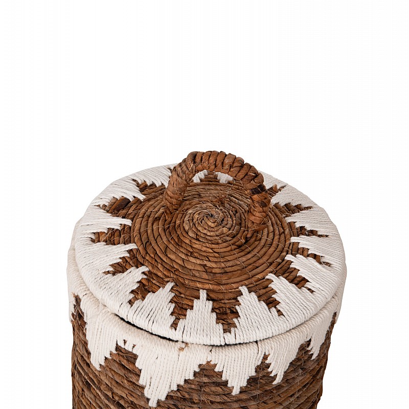 ΚΑΛΑΘΙΑ ΨΑΘΙΝΑ ΣΤΡΟΓΓΥΛΑ ΜΕ ΚΑΠΑΚΙ ΣΕΤ 3τμχ HM4306 ΣΕ ΦΥΣΙΚΟ-ΛΕΥΚΟ Φ42x63Υεκ.