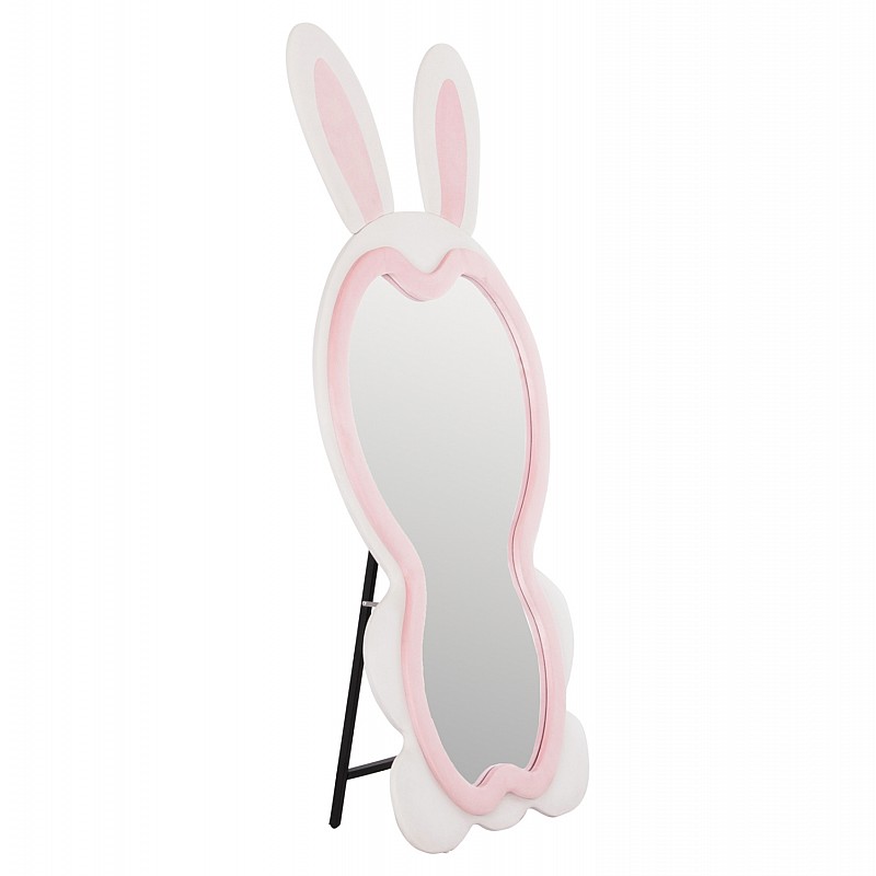 ΠΑΙΔΙΚΟΣ ΚΑΘΡΕΦΤΗΣ ΔΑΠΕΔΟΥ BUNNY HM4489.01 MDF ΡΟΖ & ΛΕΥΚΟ-ΜΑΥΡΟ STAND 80x162Υεκ.