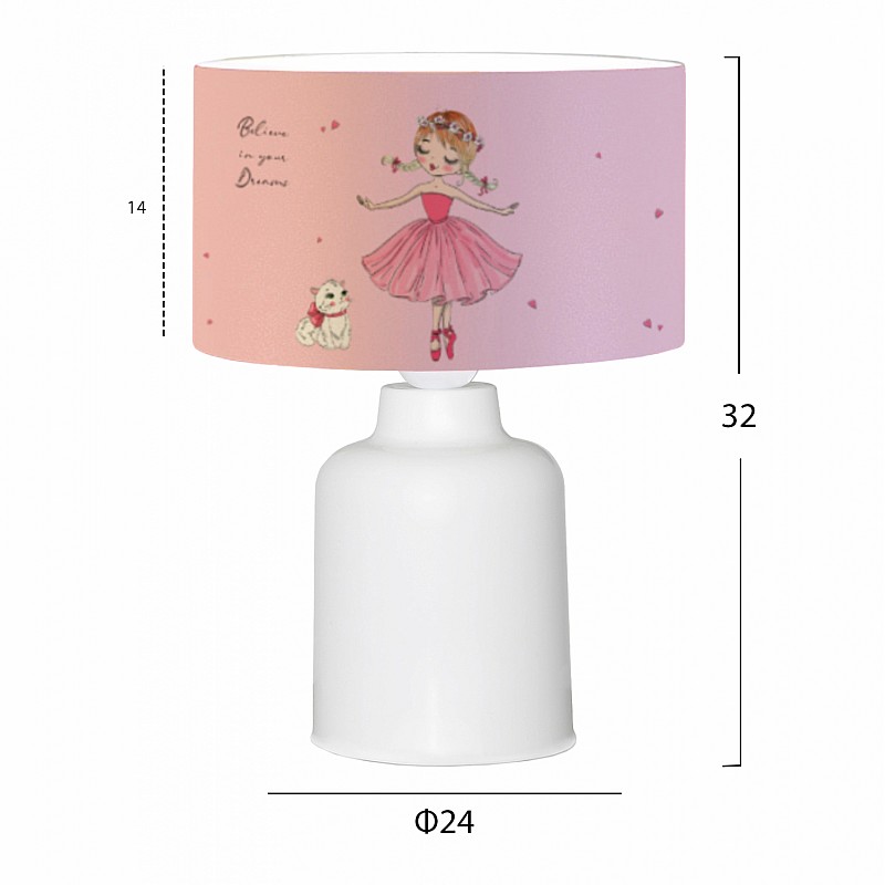 ΠΑΙΔΙΚΟ ΦΩΤΙΣΤΙΚΟ ΕΠΙΤΡΑΠΕΖΙΟ BALOO HM7577.03 ΡΟΖ ΣΧΕΔΙΟ BALLERINA Φ24x32Yεκ.