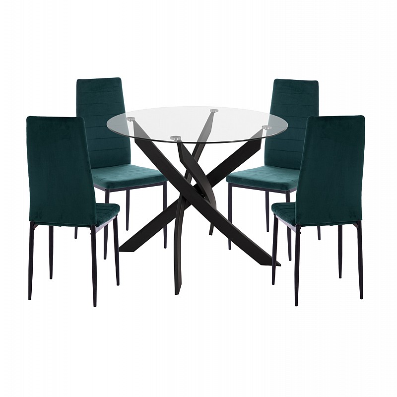 ΣΕΤ ΤΡΑΠΕΖΑΡΙΑΣ 5ΤΜΧ LADY HM21199.03 ΓΥΑΛΙ--ΜΕΤΑΛΛΟ ΣΕ ΜΑΥΡΟ & ΒΕΛΟΥΔΟ ΚΥΠΑΡΙΣΣΙ