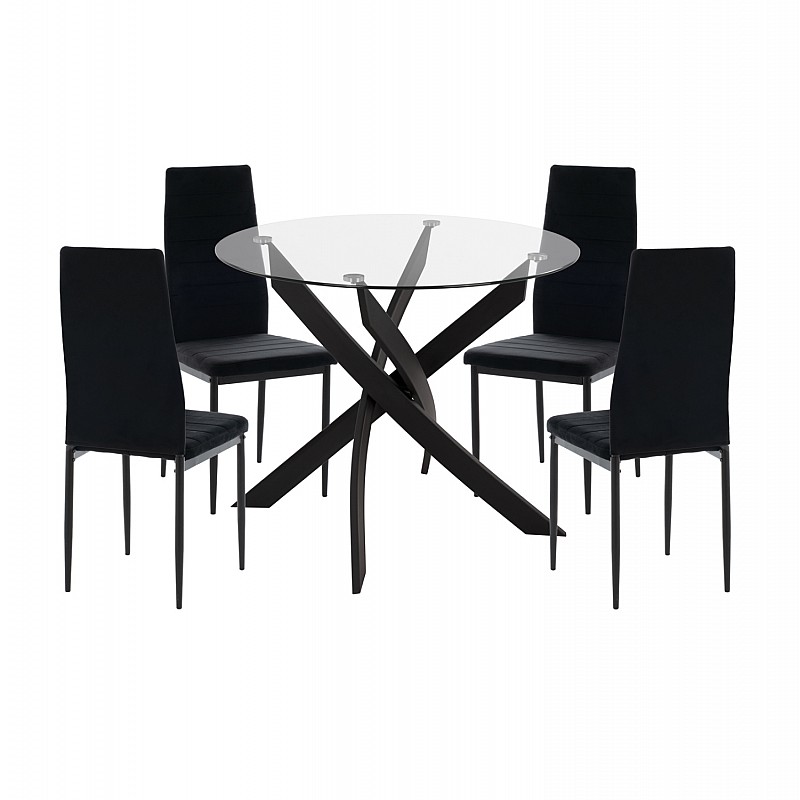 ΣΕΤ ΤΡΑΠΕΖΑΡΙΑΣ 5ΤΜΧ LADY HM21199.04 ΓΥΑΛΙ--ΜΕΤΑΛΛΟ & ΒΕΛΟΥΔΟ ΣΕ ΜΑΥΡΟ