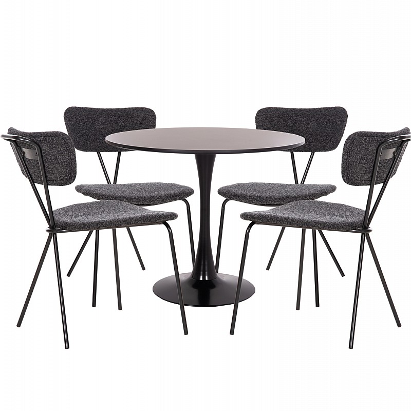 ΣΕΤ ΤΡΑΠΕΖΑΡΙΑΣ 5ΤΜΧ BROLIN HM21200 MDF TOP & ΜΕΤΑΛΛΟ ΜΑΥΡΟ-ΣΚΟΥΡΟ ΓΚΡΙ ΥΦΑΣΜΑ