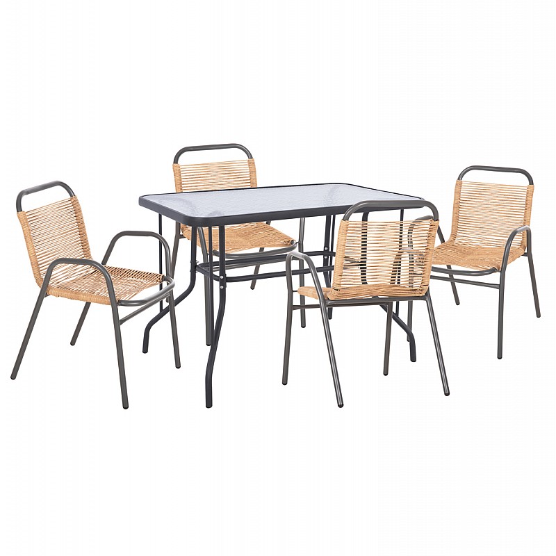 ΣΕΤ ΤΡΑΠΕΖΑΡΙΑΣ 5ΤΜΧ AVRIL HM21221.01 ΚΑΡΕΚΛΕΣ ΜΕΤΑΛ. & ΤΡΑΠΕΖΙ 110x60 ΓΚΡΙ-ΦΥΣΙΚΟ