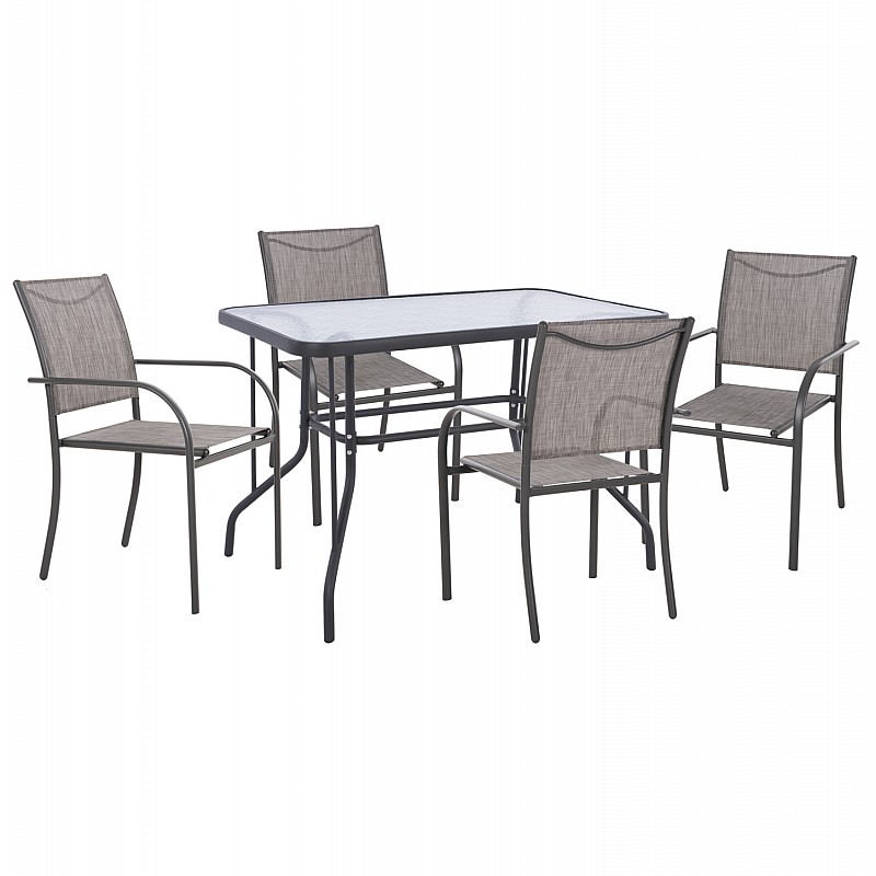 ΣΕΤ ΤΡΑΠΕΖΑΡΙΑΣ 5ΤΜΧ REDAN HM21223 ΤΡΑΠΕΖΙ & 4 ΠΟΛΥΘΡΟΝΕΣ ΣΕ ΓΚΡΙ