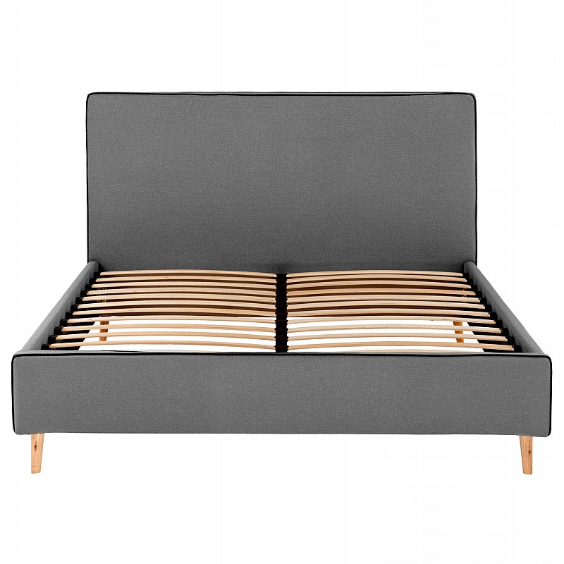 ΚΡΕΒΑΤΙ ΜΕ ΣΤΡΩΜΑ INDRA HM21280.01 ΓΚΡΙ ΥΦΑΣΜΑ--ΓΙΑ 160x200εκ