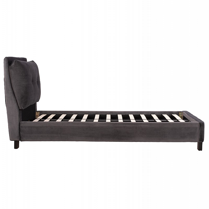 ΚΡΕΒΑΤΙ ΜΕ ΣΤΡΩΜΑ RILEY HM21282.01 ΓΚΡΙ ΒΕΛΟΥΔΟ--ΓΙΑ 90x200εκ