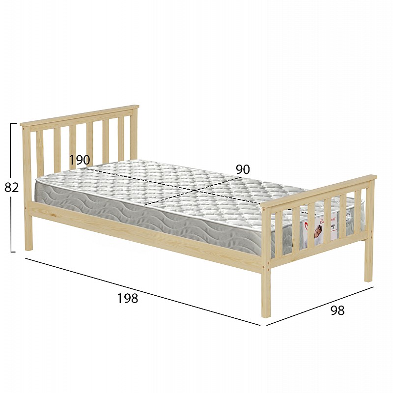 ΚΡΕΒΑΤΙ ΠΑΙΔΙΚΟ ΜΕ ΣΤΡΩΜΑ GIMLY HM21300 ΞΥΛΟ ΠΕΥΚΟΥ ΣΕ ΦΥΣΙΚΟ ΓΙΑ ΣΤΡΩΜΑ 90x190εκ