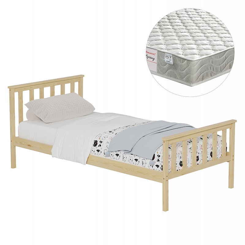 ΚΡΕΒΑΤΙ ΠΑΙΔΙΚΟ ΜΕ ΣΤΡΩΜΑ GIMLY HM21300 ΞΥΛΟ ΠΕΥΚΟΥ ΣΕ ΦΥΣΙΚΟ ΓΙΑ ΣΤΡΩΜΑ 90x190εκ