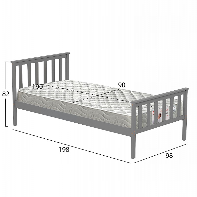 ΚΡΕΒΑΤΙ ΠΑΙΔΙΚΟ ΜΕ ΣΤΡΩΜΑ GIMLY HM21300.02 ΞΥΛΟ ΠΕΥΚΟΥ ΣΕ ΓΚΡΙ- ΓΙΑ ΣΤΡΩΜΑ 90x190εκ