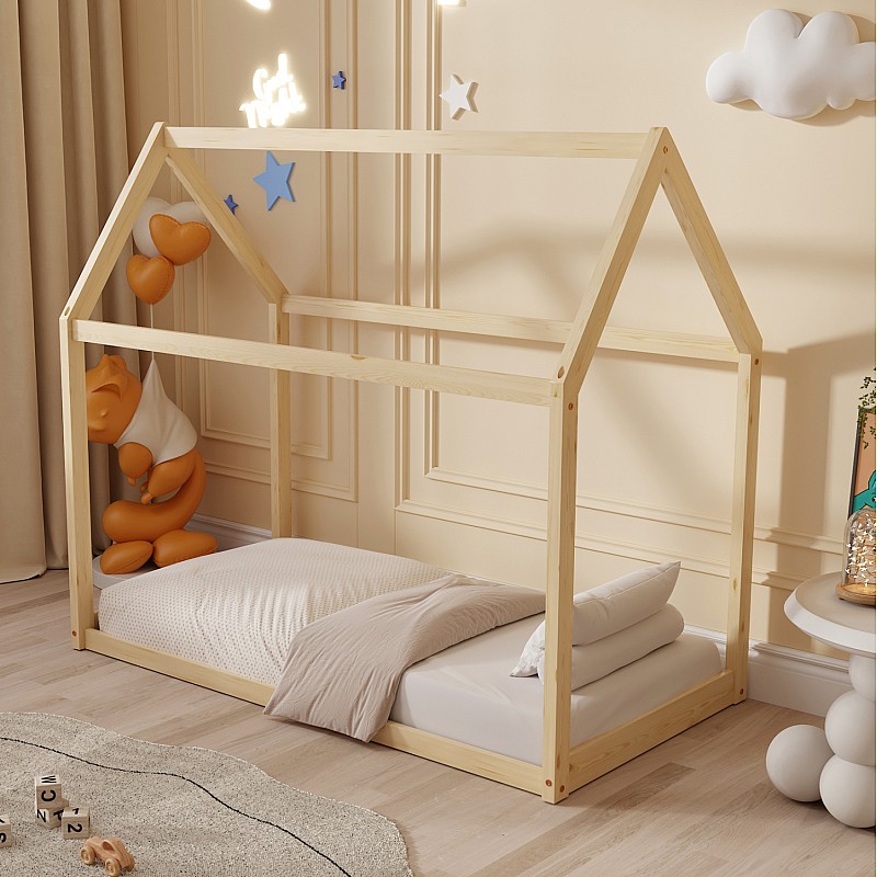 ΚΡΕΒΑΤΙ ΠΑΙΔΙΚΟ ΜΕ ΣΤΡΩΜΑ PEPE HM21303 ΞΥΛΟ ΠΕΥΚΟΥ ΣΕ ΦΥΣΙΚΟ--ΣΤΡΩΜΑ 70x140εκ