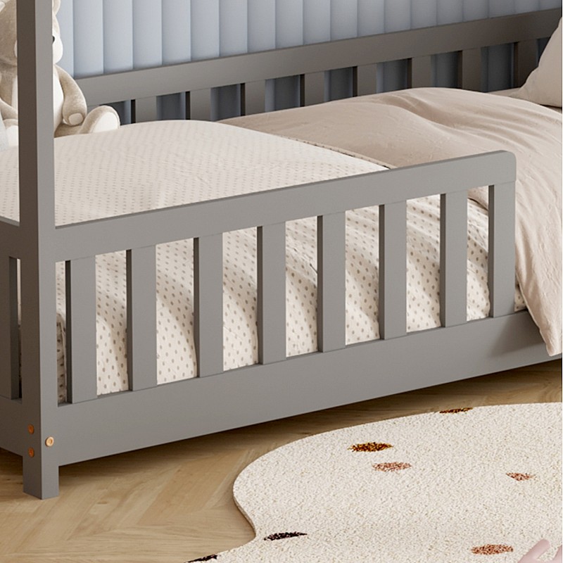 ΚΡΕΒΑΤΙ ΠΑΙΔΙΚΟ ΜΕ ΣΤΡΩΜΑ PHYLLIS HM21304.02 ΞΥΛΟ ΠΕΥΚΟΥ ΣΕ ΓΚΡΙ--ΣΤΡΩΜΑ 90x190εκ