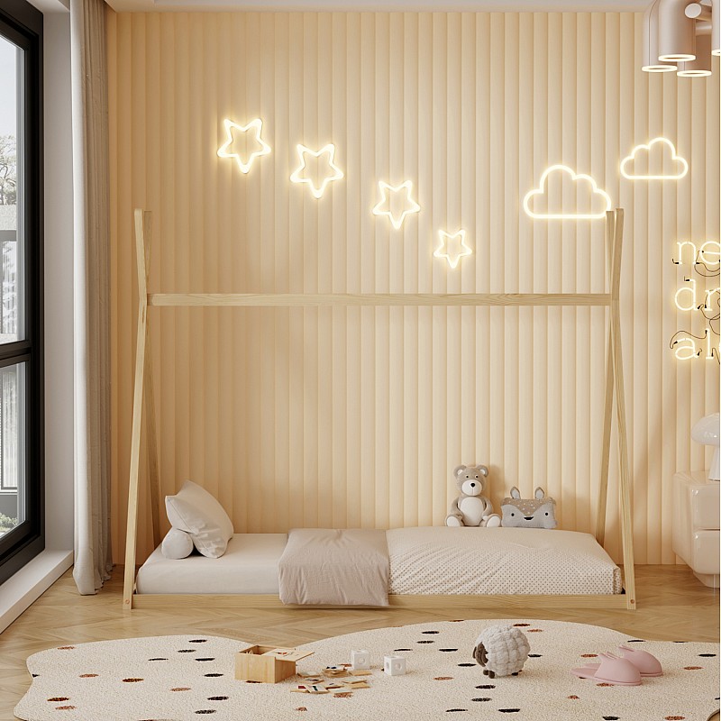 ΚΡΕΒΑΤΙ ΠΑΙΔΙΚΟ ΜΕ ΣΤΡΩΜΑ MUNK HM21306 ΞΥΛΟ ΠΕΥΚΟΥ ΣΕ ΦΥΣΙΚΟ--ΣΤΡΩΜΑ 90x190εκ