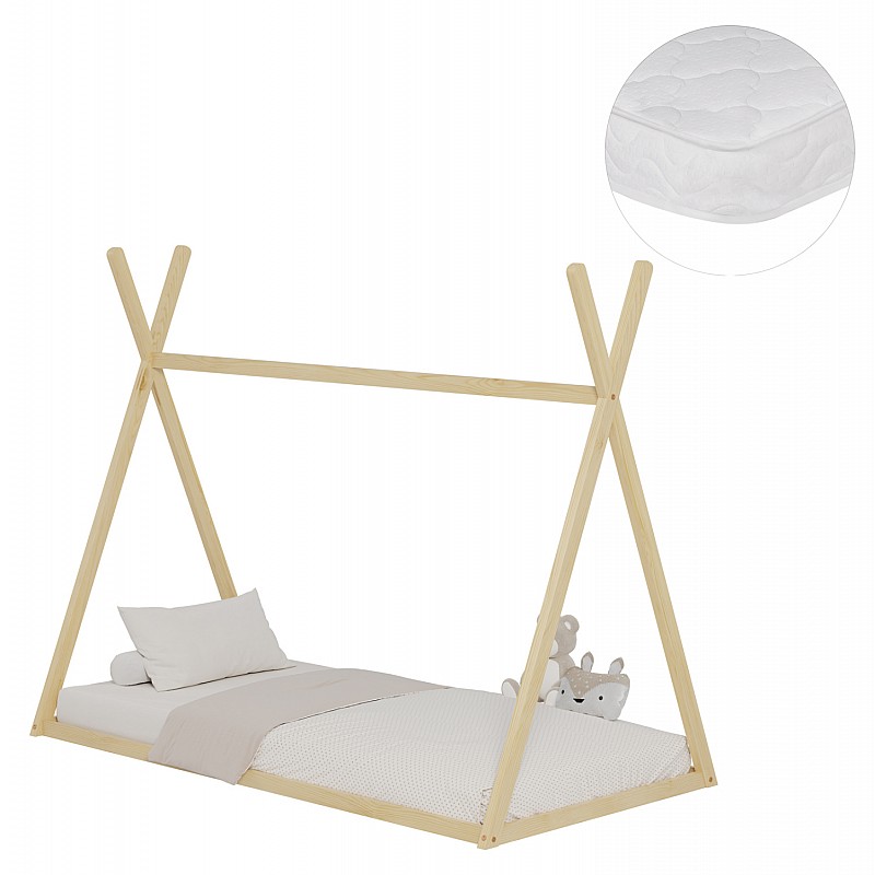 ΚΡΕΒΑΤΙ ΠΑΙΔΙΚΟ ΜΕ ΣΤΡΩΜΑ MUNK HM21306 ΞΥΛΟ ΠΕΥΚΟΥ ΣΕ ΦΥΣΙΚΟ--ΣΤΡΩΜΑ 90x190εκ