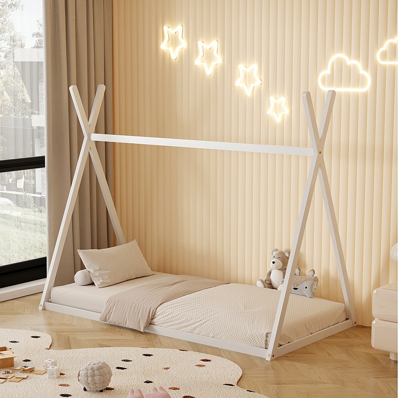 ΚΡΕΒΑΤΙ ΠΑΙΔΙΚΟ ΜΕ ΣΤΡΩΜΑ MUNK HM21306.01 ΞΥΛΟ ΠΕΥΚΟΥ ΣΕ ΛΕΥΚΟ--ΣΤΡΩΜΑ 90x190εκ