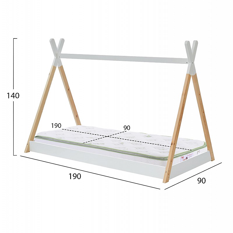 ΚΡΕΒΑΤΙ ΠΑΙΔΙΚΟ ΜΕ ΣΤΡΩΜΑ MUNK HM21308 ΞΥΛΟ ΠΕΥΚΟΥ ΦΥΣΙΚΟ-ΛΕΥΚΟ--ΣΤΡΩΜΑ 90x190εκ