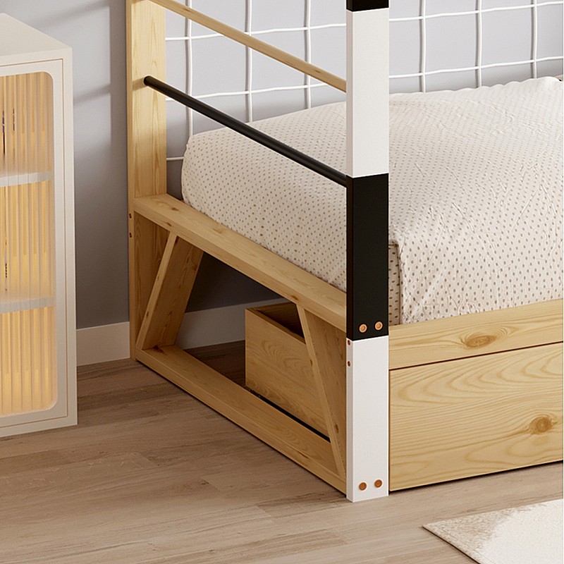 ΚΡΕΒΑΤΙ ΠΑΙΔΙΚΟ ΜΕ ΣΤΡΩΜΑ GOALIE HM21309 ΠΕΥΚΟ ΦΥΣΙΚΟ-ΛΕΥΚΟ-ΜΑΥΡΟ--ΣΤΡΩΜΑ 90x190εκ