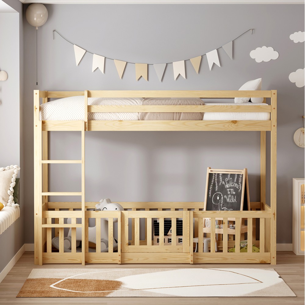 ΚΟΥΚΕΤΑ ΠΑΙΔΙΚΗ ΜΕ ΠΑΡΚΑΚΙ PLAYKID HM21312 ΞΥΛΟ ΠΕΥΚΟΥ ΦΥΣΙΚΟ--ME ΣΤΡΩΜΑ 90x190εκ